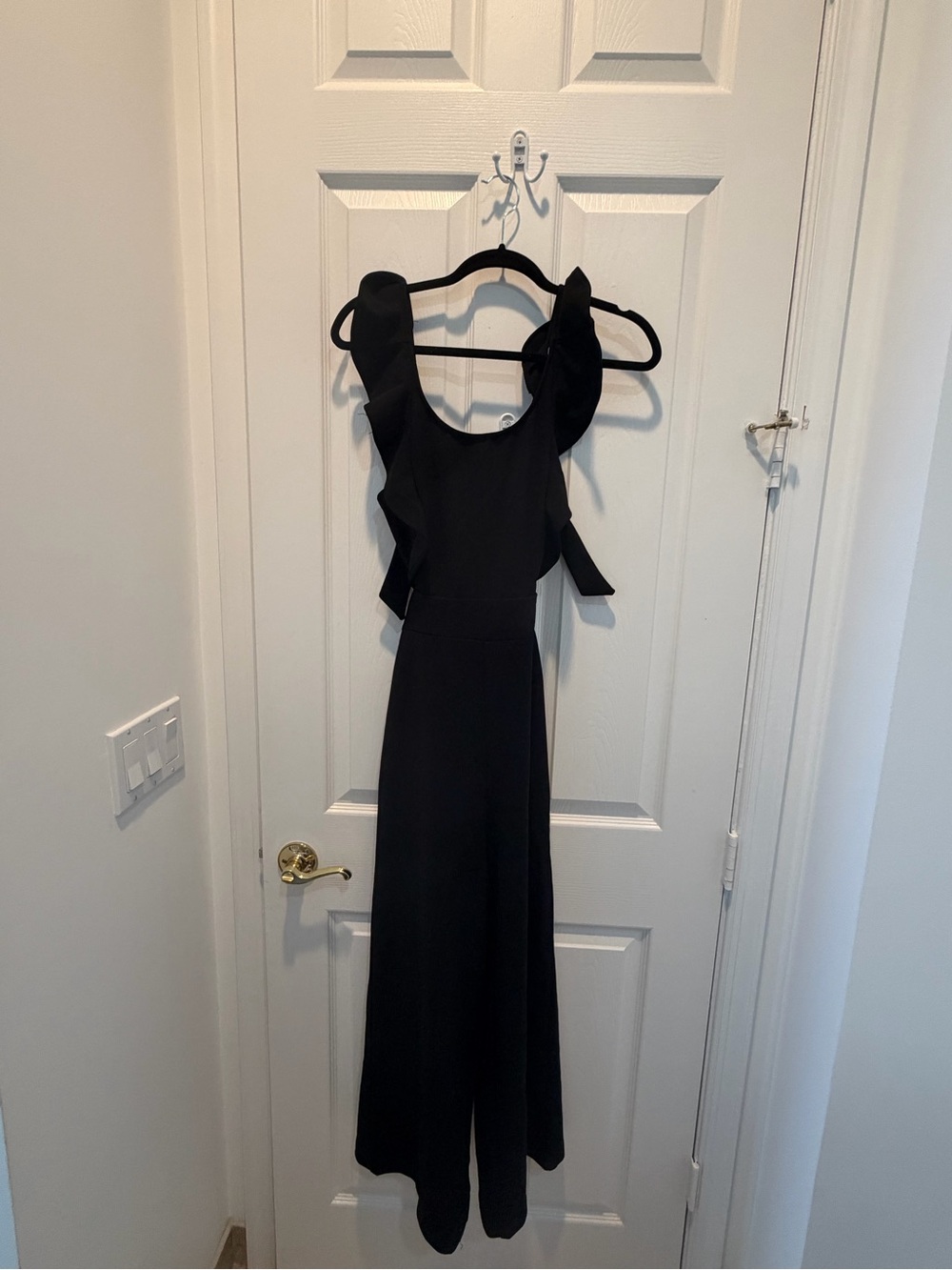 Hello Molly Black Ruffle-Strap Jumpsuit